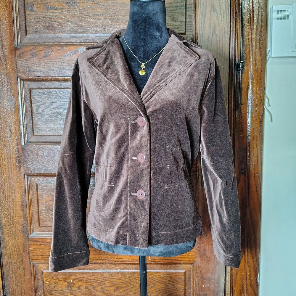Retro Chocolate Velour Boho Hippie Jacket Wmns Size Large